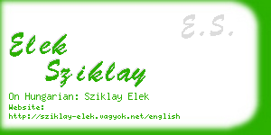 elek sziklay business card